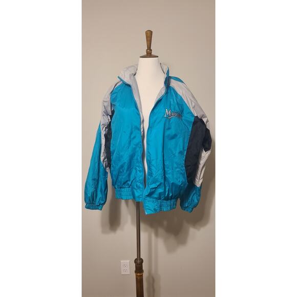 Vintage 90s Starter Florida Marlins Full Zip Hooded Windbreaker Jacket VTG Retro - Picture 6 of 10